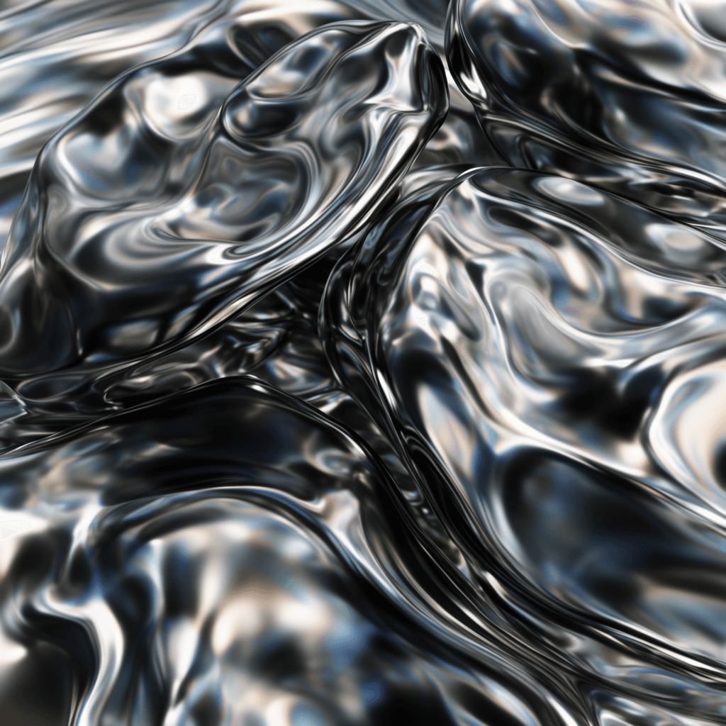 Flowing liquid chrome catching magenta and cyan light